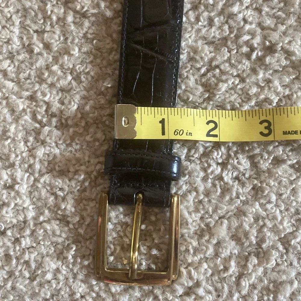 Mens Burberry Croco Embossed NEW Leather Belt🔥Vintage Brass Buckle🔥 - Picture 16 of 16